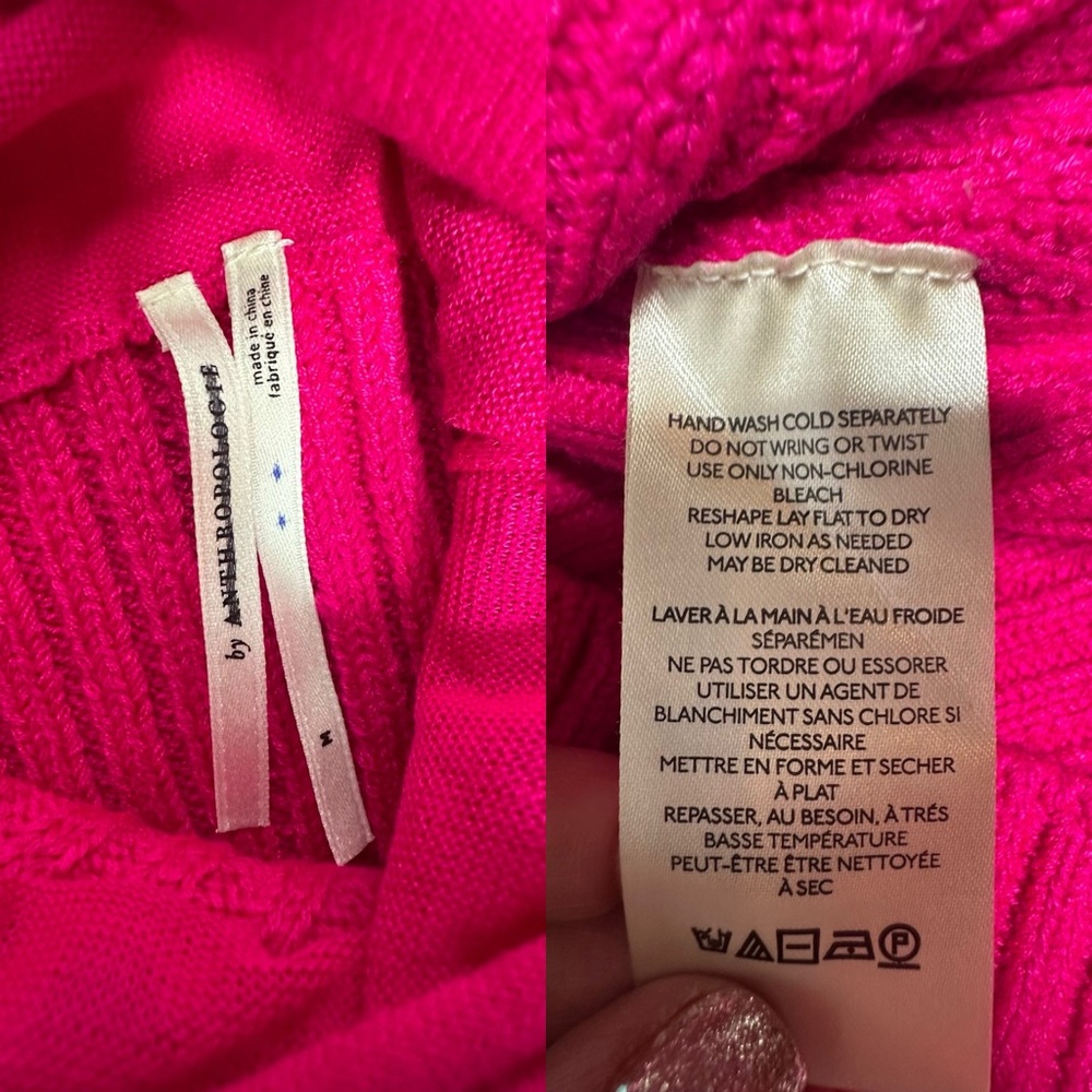 NEW Hot Pink Anthropologie Turtleneck Sweater Dress m - Picture 15 of 16